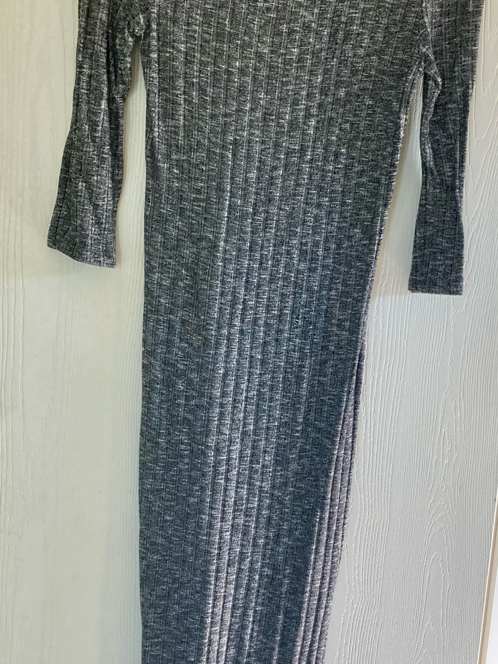 Lumiere Ribbed Long-Sleeve Maxi Dress - Charcoal Heather